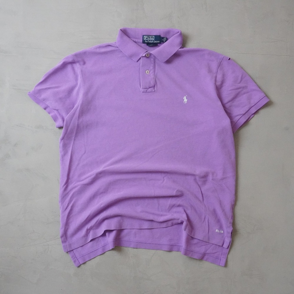 Polo Ralph Lauren Mens Custom Fit Purple Cotton Pique Polo Shirt Large RL-06 VTG